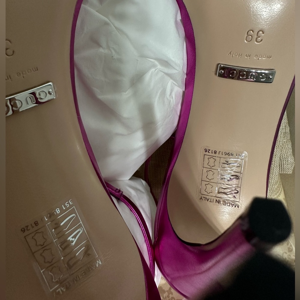 Gucci Heels Sandal Fuchsia Leather 💖 Size 39 - Picture 9 of 12